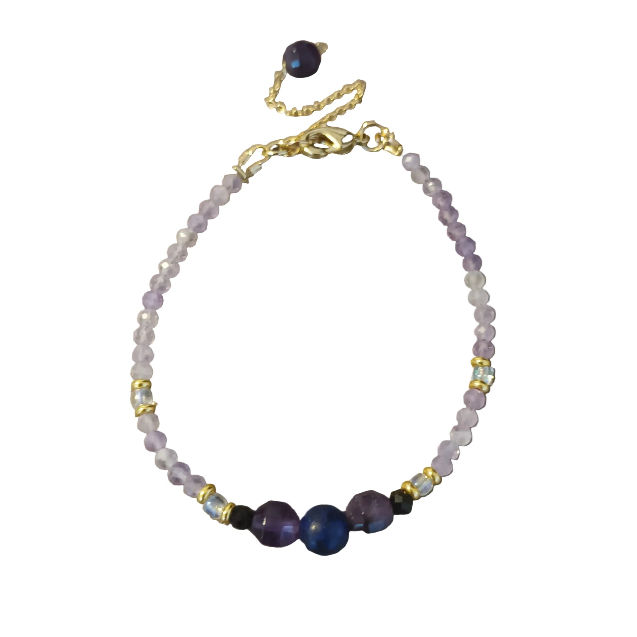 Bracelet "Éclat d'Améthyste Lavande" - Améthyste & Acier Inoxydable Plaqué Or