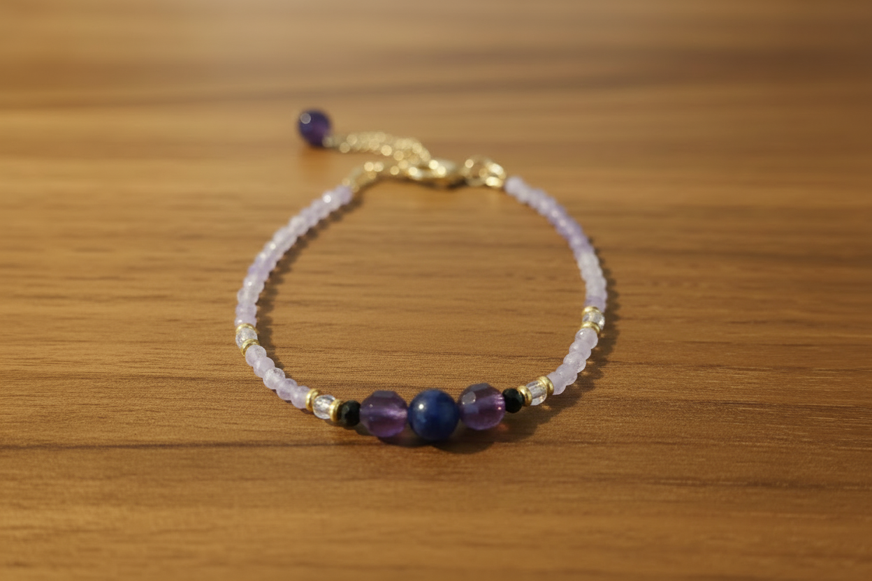 Bracelet "Éclat d'Améthyste Lavande" - Améthyste & Acier Inoxydable Plaqué Or
