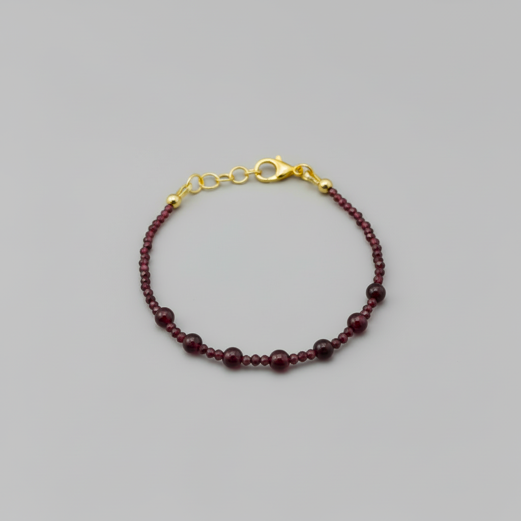 Bracelet Grenat - Grenat & Acier Inoxydable Doré