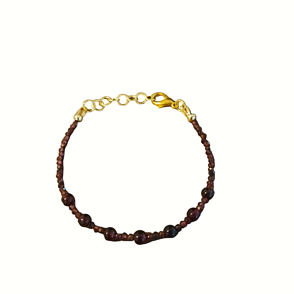 Bracelet Grenat - Grenat & Acier Inoxydable Doré