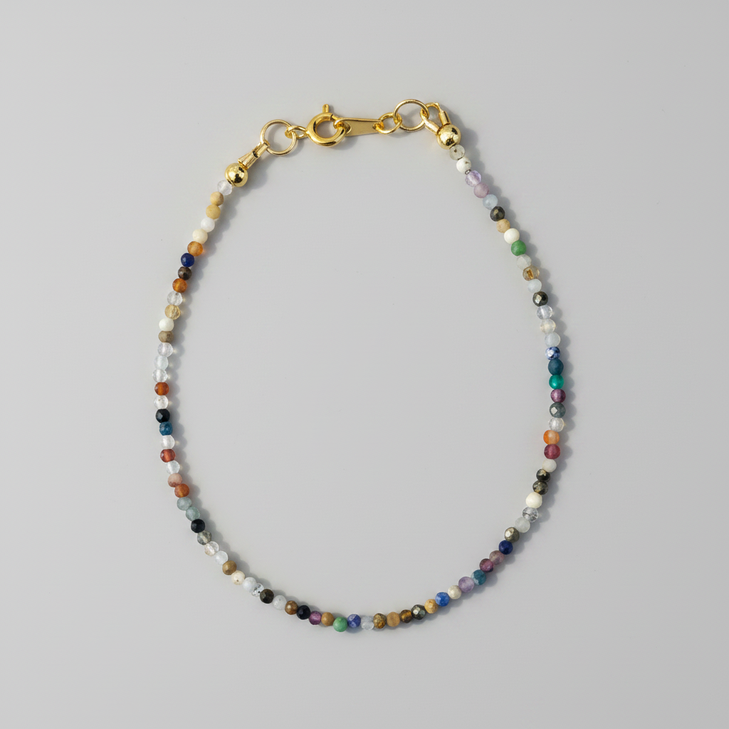 Bracelet avec Pierres Naturelles Multicolores (1.9 mm) & Laiton