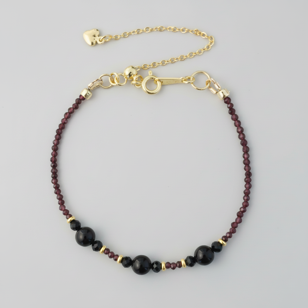 Bracelet "Éclat de Grenat" - Grenat & Laiton Doré