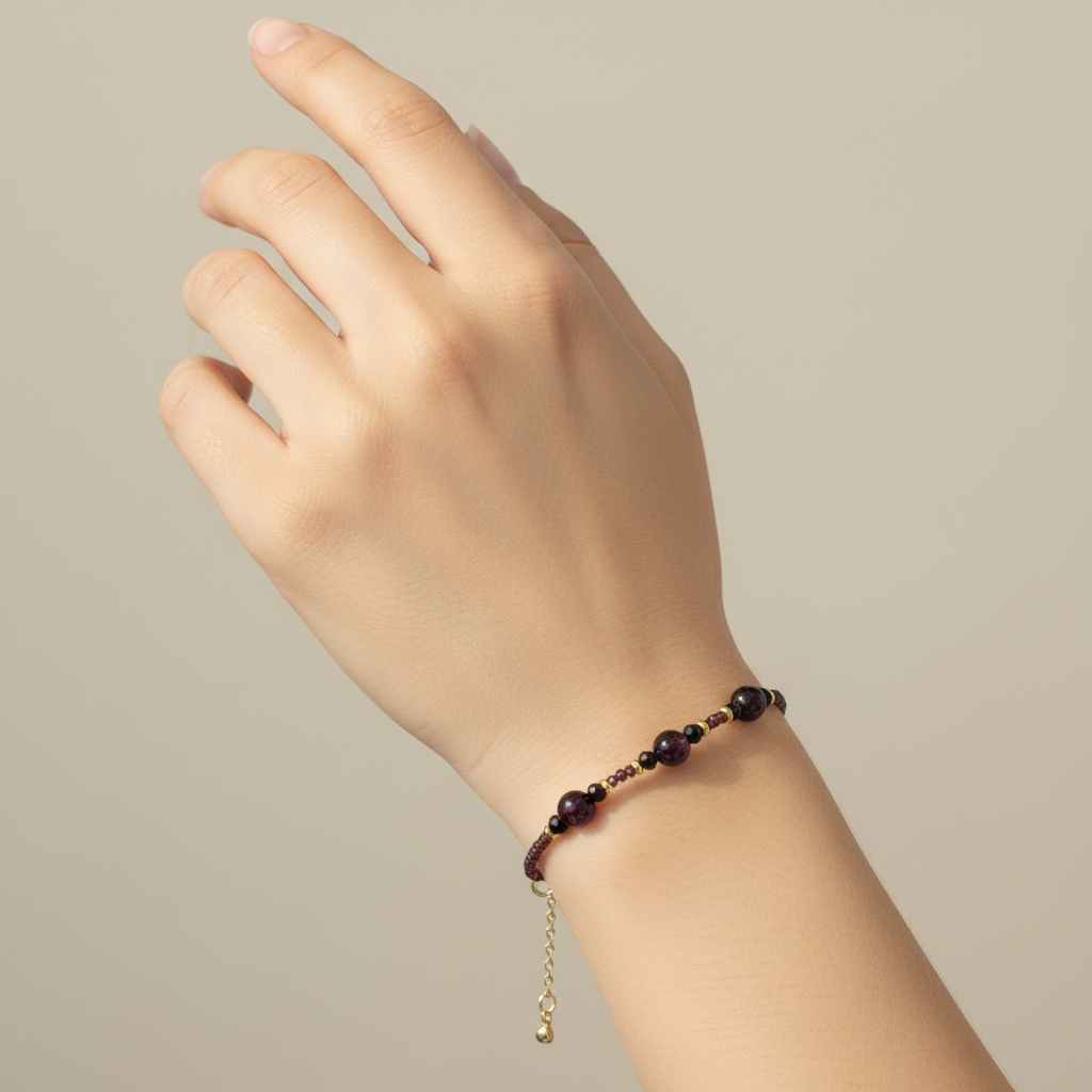 Bracelet "Éclat de Grenat" - Grenat & Laiton Doré