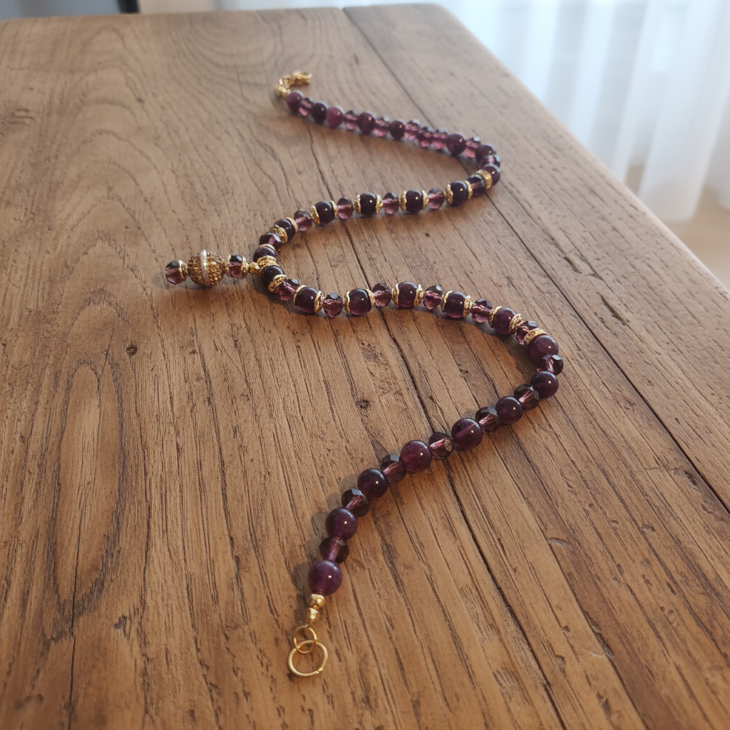 Collier Élégant en Agates Naturelles et Cristaux Scintillants - Finition Or 18K