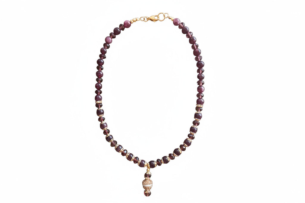 Collier Élégant en Agates Naturelles et Cristaux Scintillants - Finition Or 18K