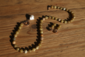 Parure Collier et Boucles d’oreilles - Opale Vertes d'Afrique & Perle Baroque - plaqué Or 18K