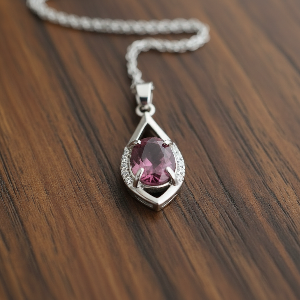Collier "Éclat Noble" – Spinel Naturel Rare VVS (Non traitée)1.69 cts & Argent 925