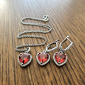 Parure Passion – Cœurs de Zircone Rouge & Argent Sterling 925 Doré