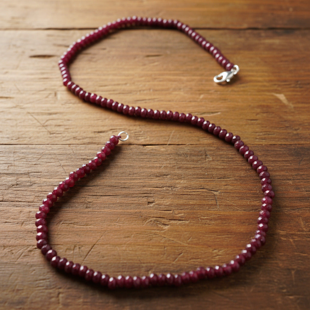 Collier Éclat de Grenat- Grenat Brésilien & Acier Inoxydable