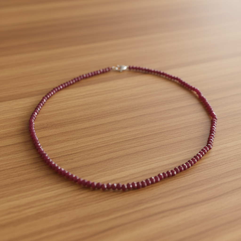 Collier Éclat de Grenat- Grenat Brésilien & Acier Inoxydable