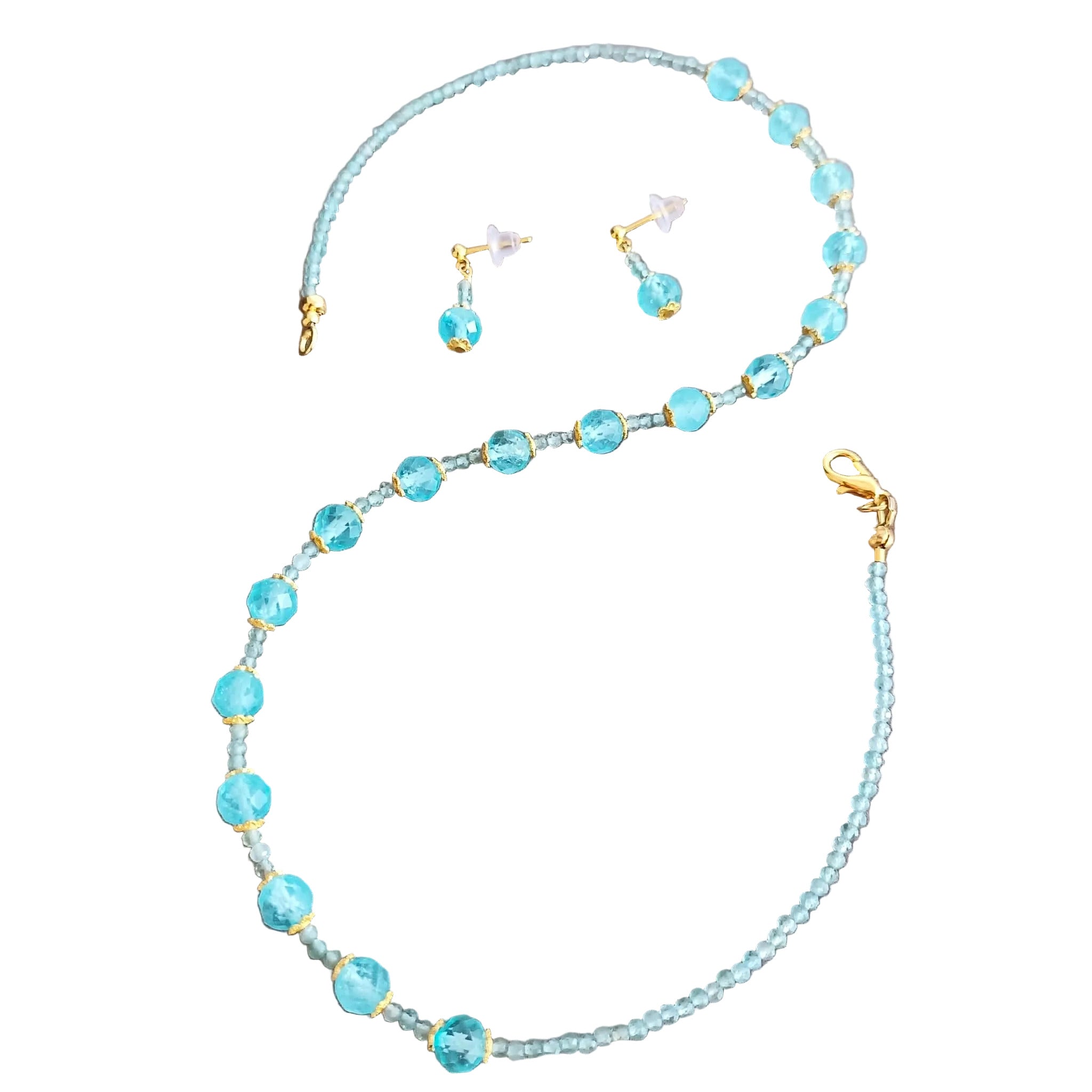 Ensemble Éclat Azur - Topaze & Argent véritable 18k Plaqué Or