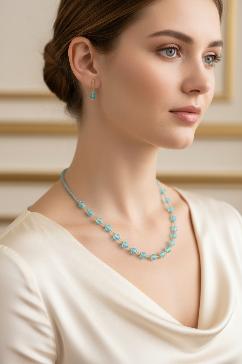 Ensemble Éclat Azur - Topaze & Argent véritable 18k Plaqué Or