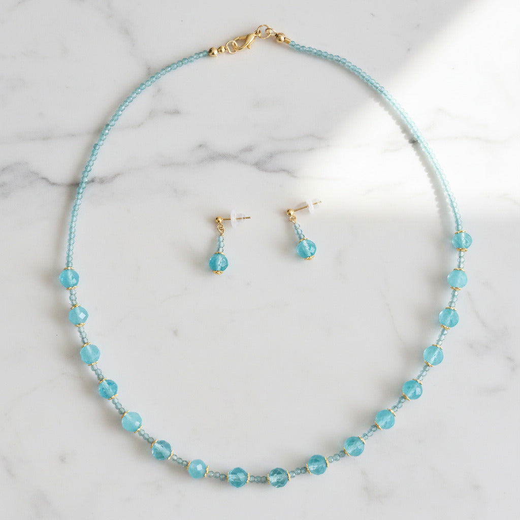 Ensemble Éclat Azur - Topaze & Argent véritable 18k Plaqué Or