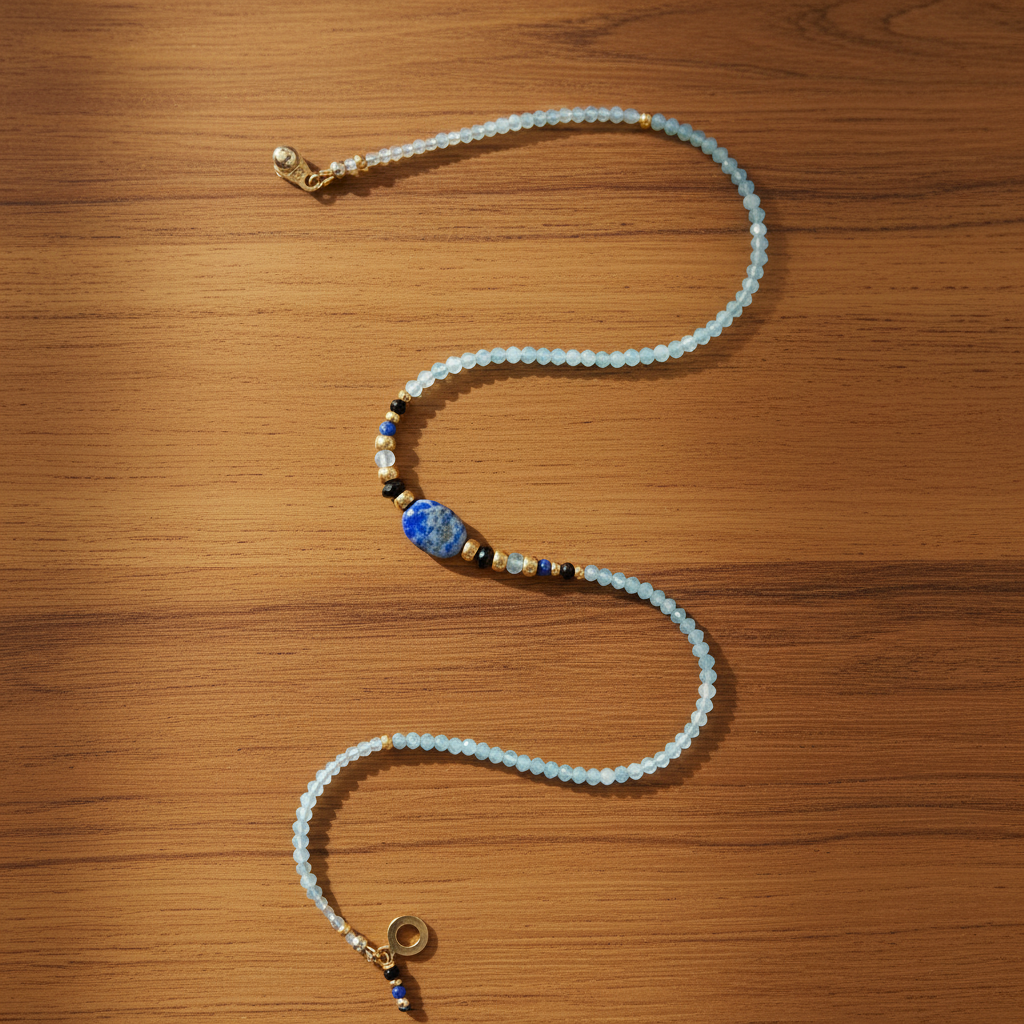 Bleu Majestueux - Lapis Lazuli, Aquamarine & Acier Inoxydable