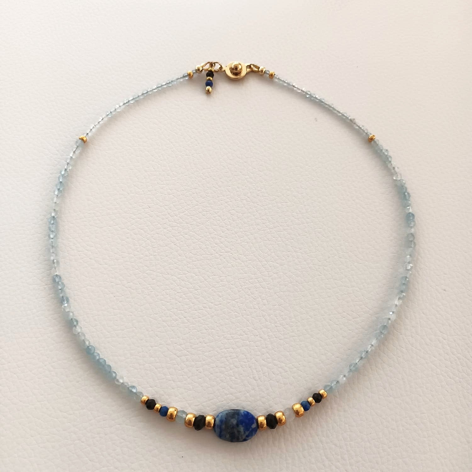 Bleu Majestueux - Lapis Lazuli, Aquamarine & Acier Inoxydable