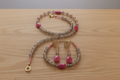 Parure Douceur d'Agate Grise, Jade Rose & Acier Inox Or