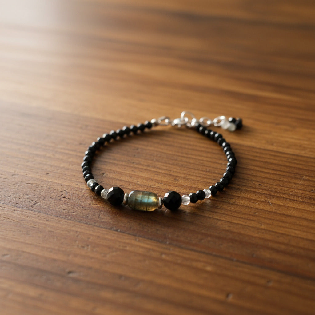 Parure "Éclat de Terre" - Spinelle Noir & Argent S925