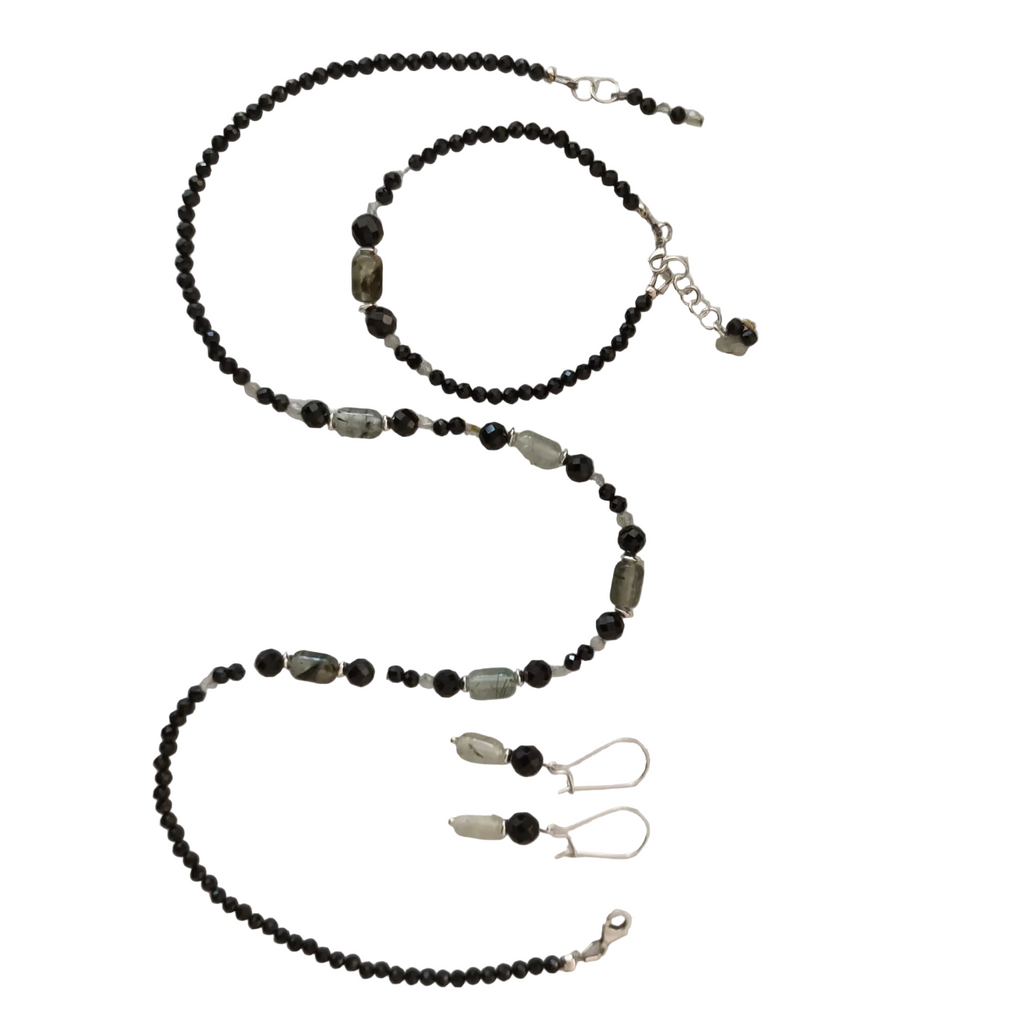 Parure "Éclat de Terre" - Spinelle Noir & Argent S925