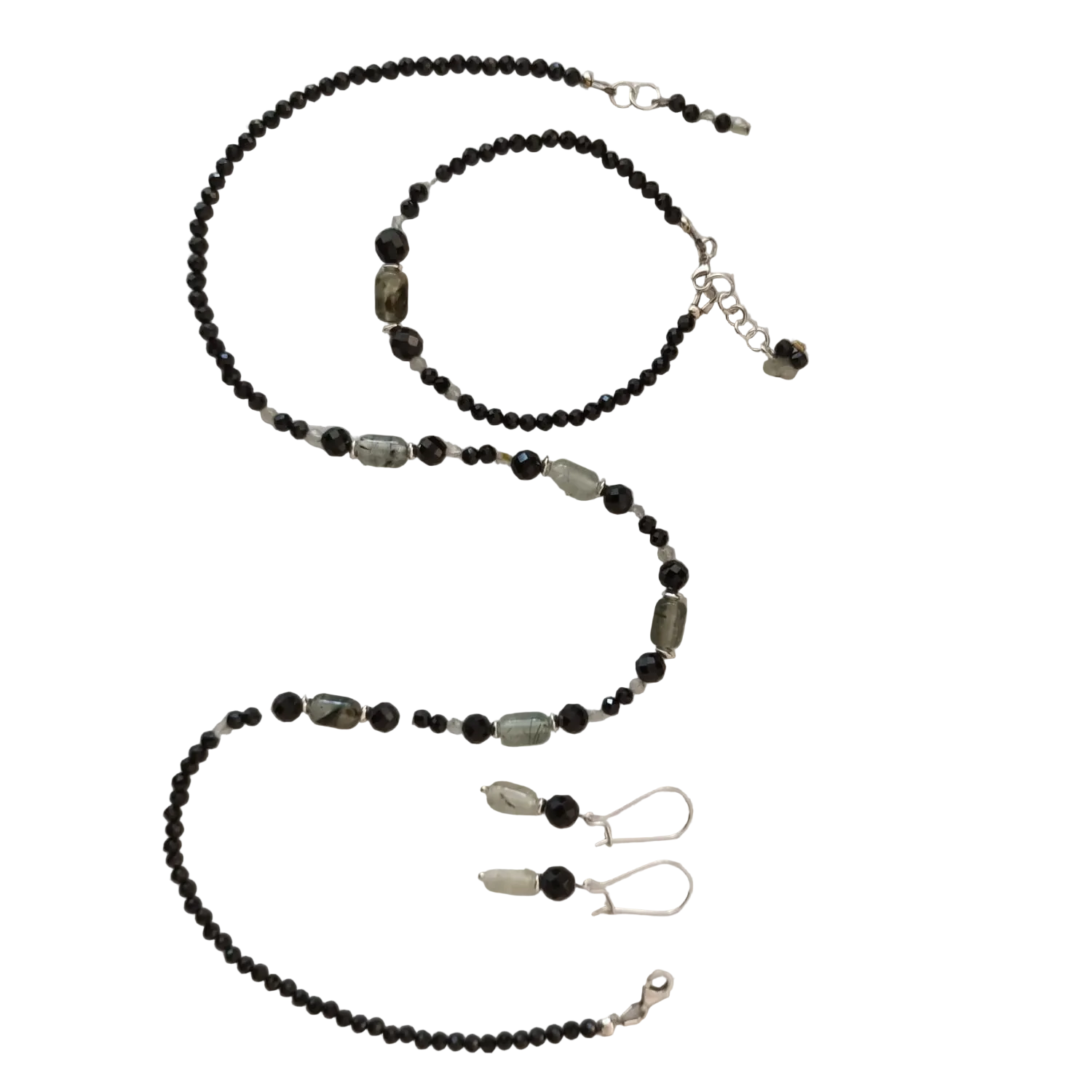 Parure "Éclat de Terre" - Spinelle Noir & Argent S925