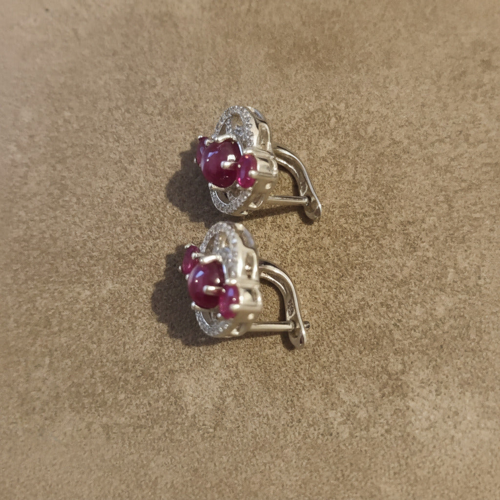 Boucles d'oreilles "Étoile Pourpre" - Rubis Étoilé & Argent S925