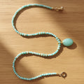 "Azurite Boréale" – Collier Aventurine Facettée & Pendentif – Acier Inox Or