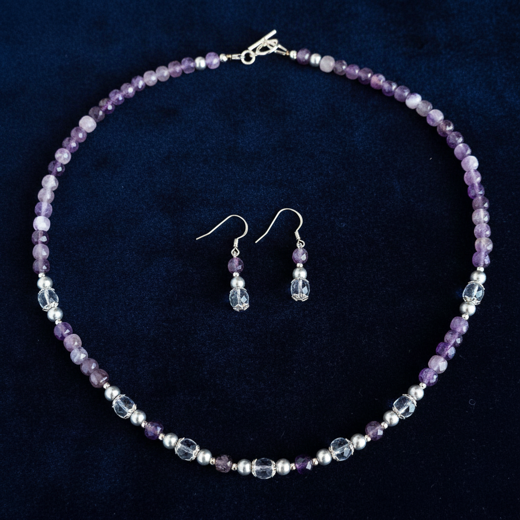 Ensemble ''Brume de Violette''- Améthyste & Topaze Blue - Argent S925