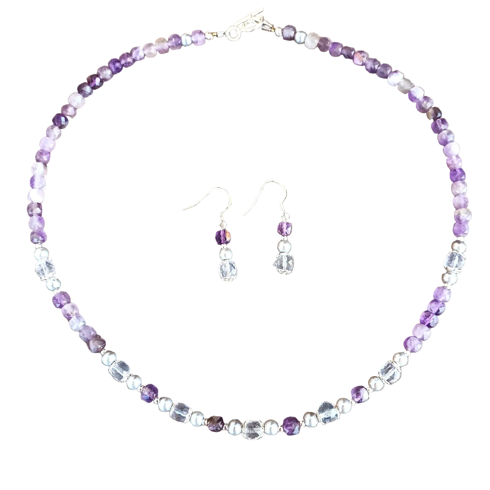Ensemble ''Brume de Violette''- Améthyste & Topaze Blue - Argent S925