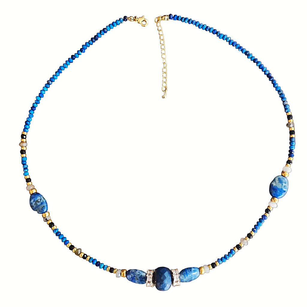 Collier Éclat Bleu - Lapis-lazuli & Laiton Plaqué Or 18K