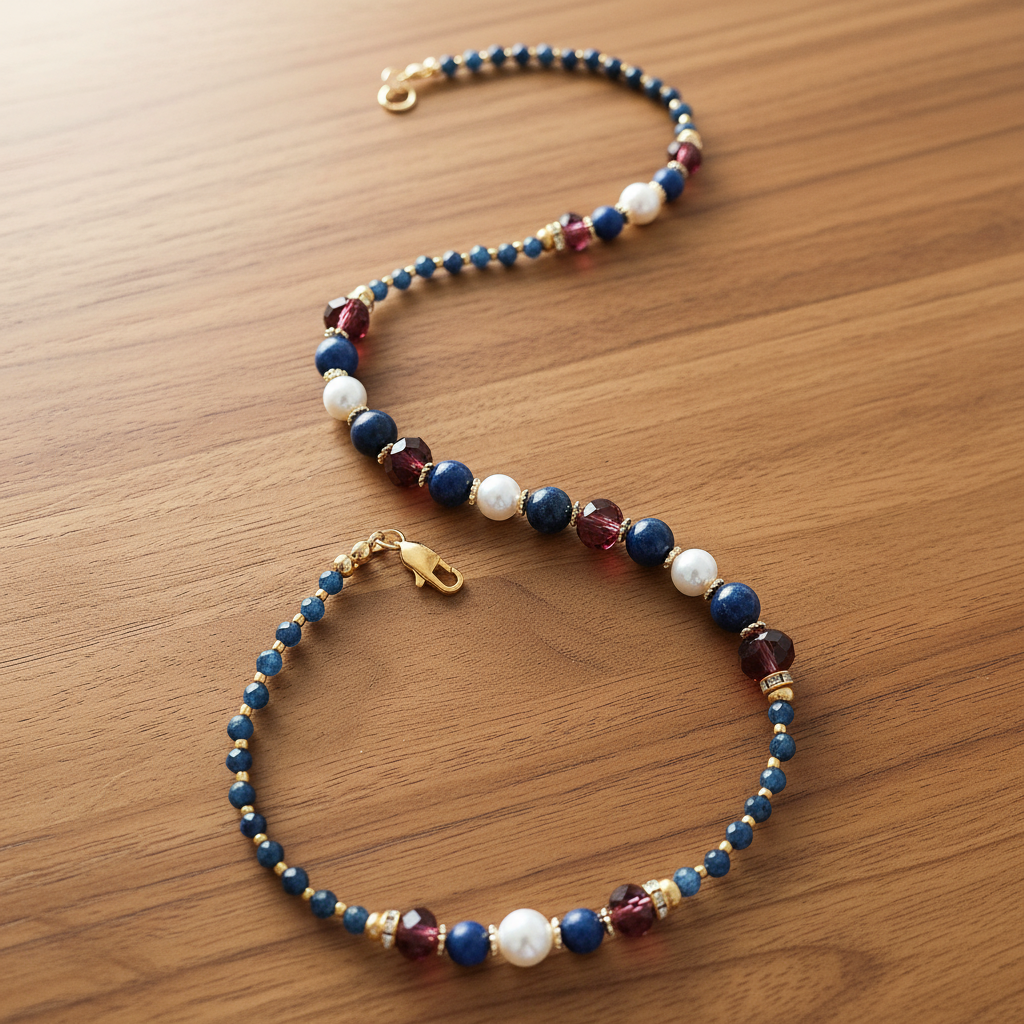 Souffle Royal - Lapis-Lazuli, Perles & Inox plaqué Or 18k