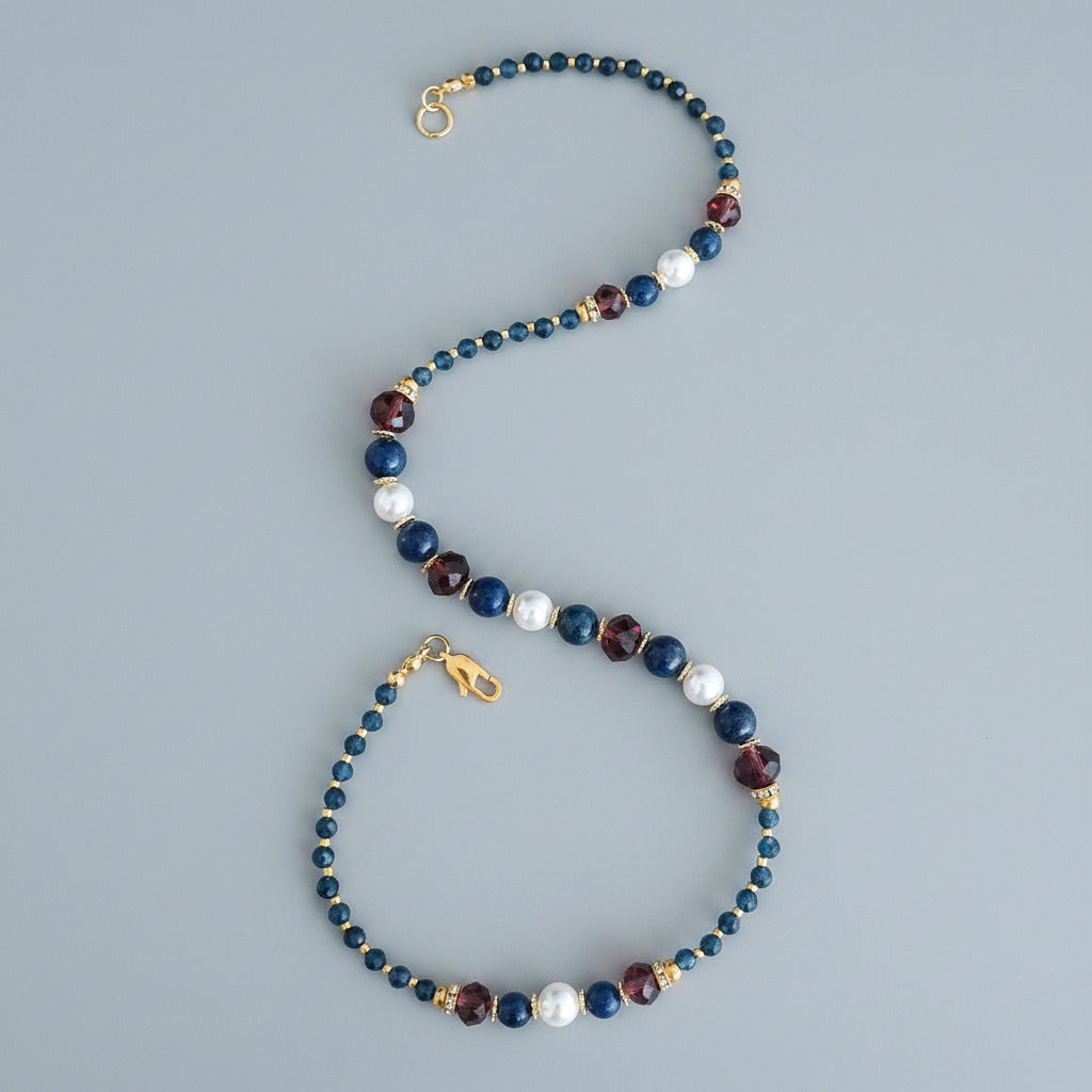 Souffle Royal - Lapis-Lazuli, Perles & Inox plaqué Or 18k