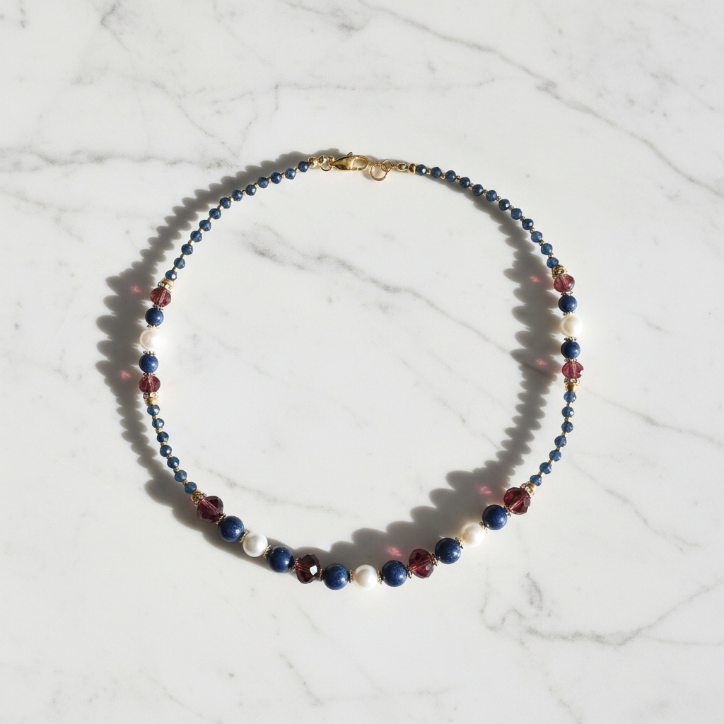 Souffle Royal - Lapis-Lazuli, Perles & Inox plaqué Or 18k