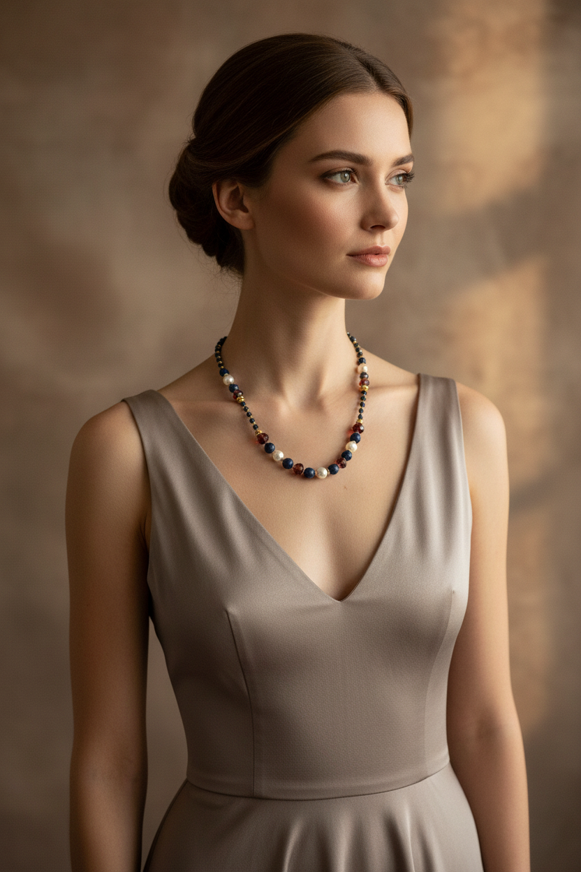 Souffle Royal - Lapis-Lazuli, Perles & Inox plaqué Or 18k