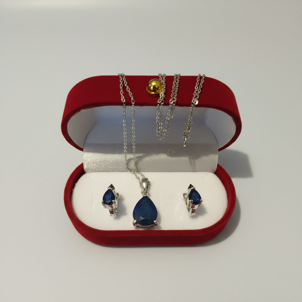 Parure Royale Saphir - Saphir Bleu Profond & Argent 925 Rhodié