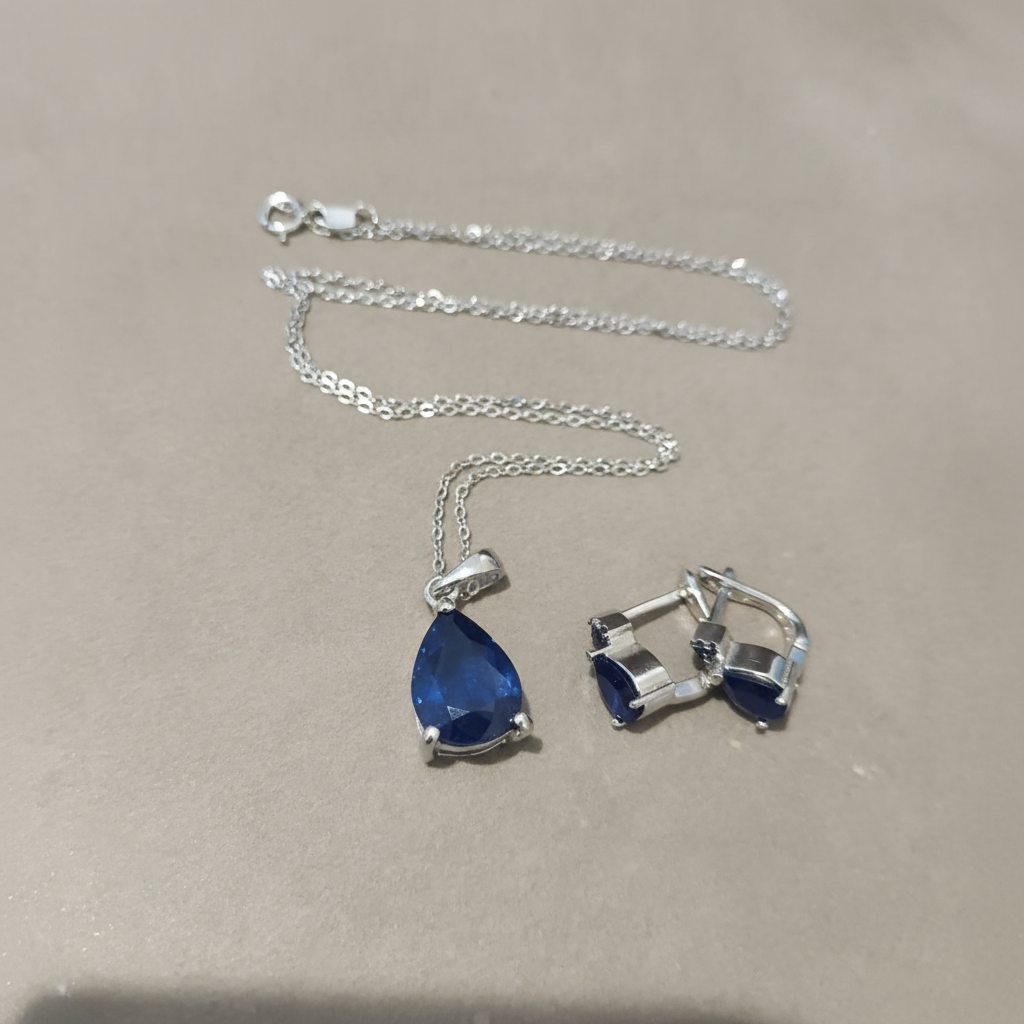Parure Royale Saphir - Saphir Bleu Profond & Argent 925 Rhodié