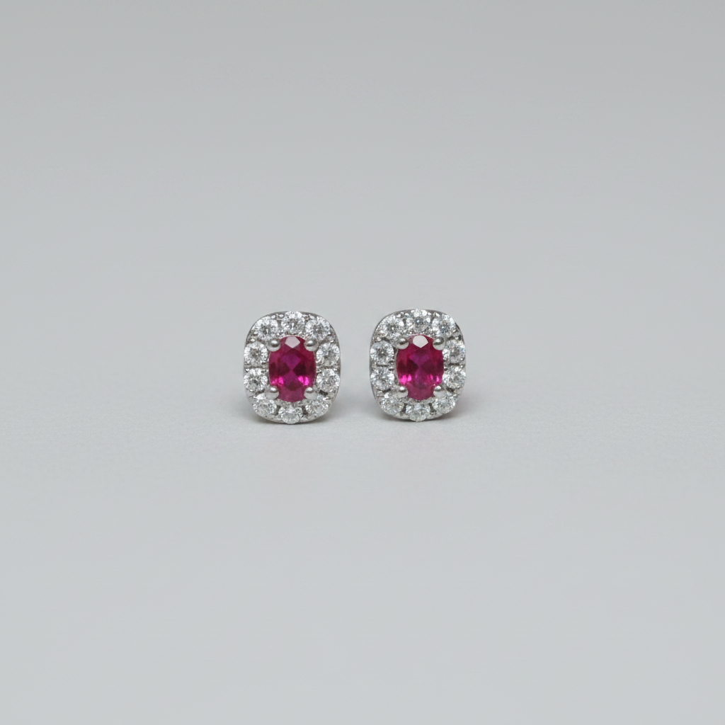 Boucles d'oreilles Rubis Éclatant - Rubis & Zirconium sur Argent Rhodié