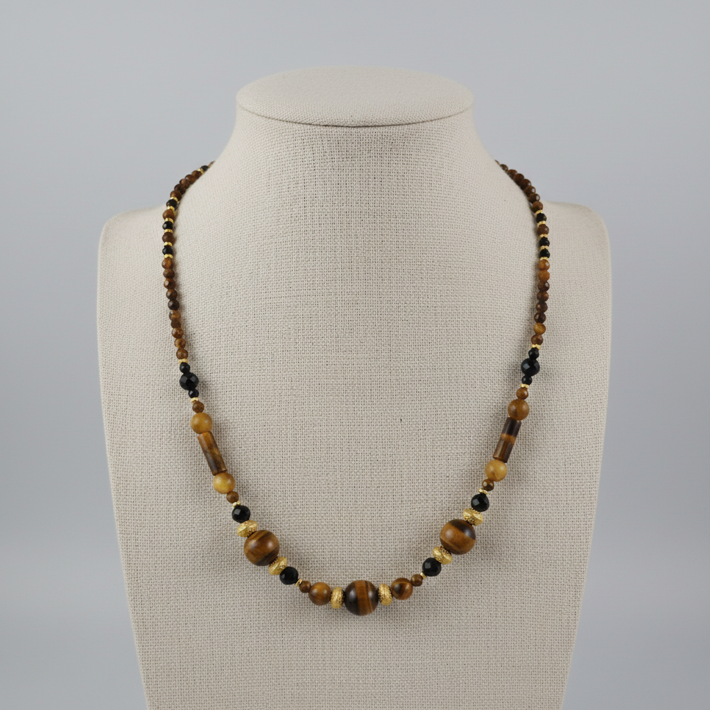 Collier Élégance Naturelle - Œil de Tigre & Laiton Doré