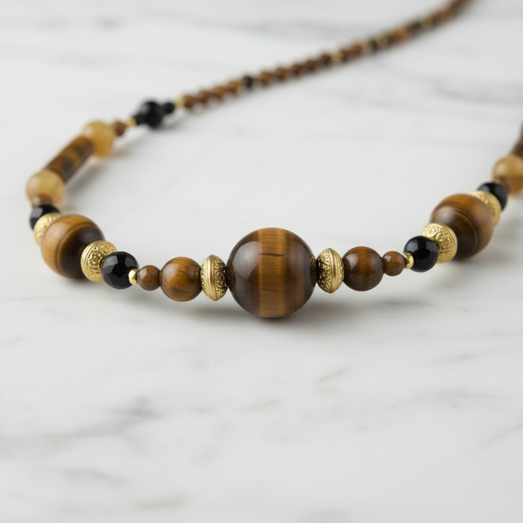 Collier Élégance Naturelle - Œil de Tigre & Laiton Doré