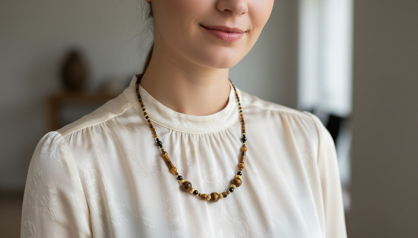 Collier Élégance Naturelle - Œil de Tigre & Laiton Doré