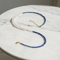 Colier - Pierre de Lune (AAA) & Lapis-Lazuli - Laiton Plaqué Or 18K