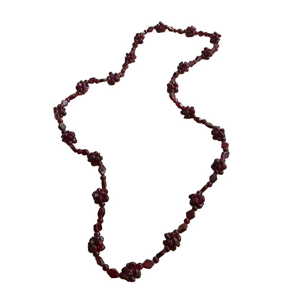 Collier Long en Grenat Rouge Naturel Facetté