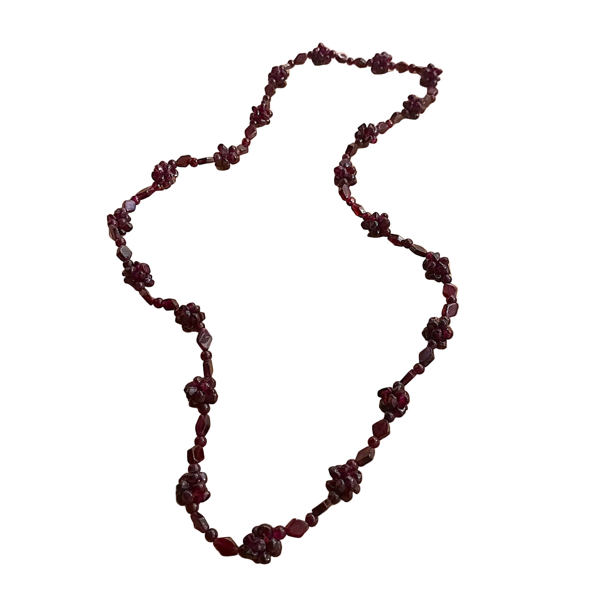 Collier Long en Grenat Rouge Naturel Facetté