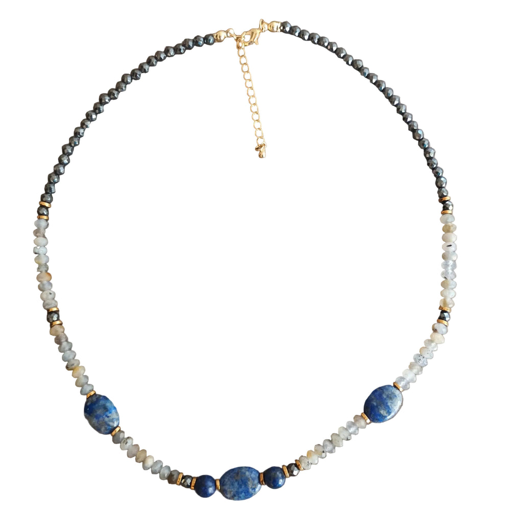 Éclat Céleste - Lapis-Lazuli, Labradorite, Pyrite & Laiton Doré