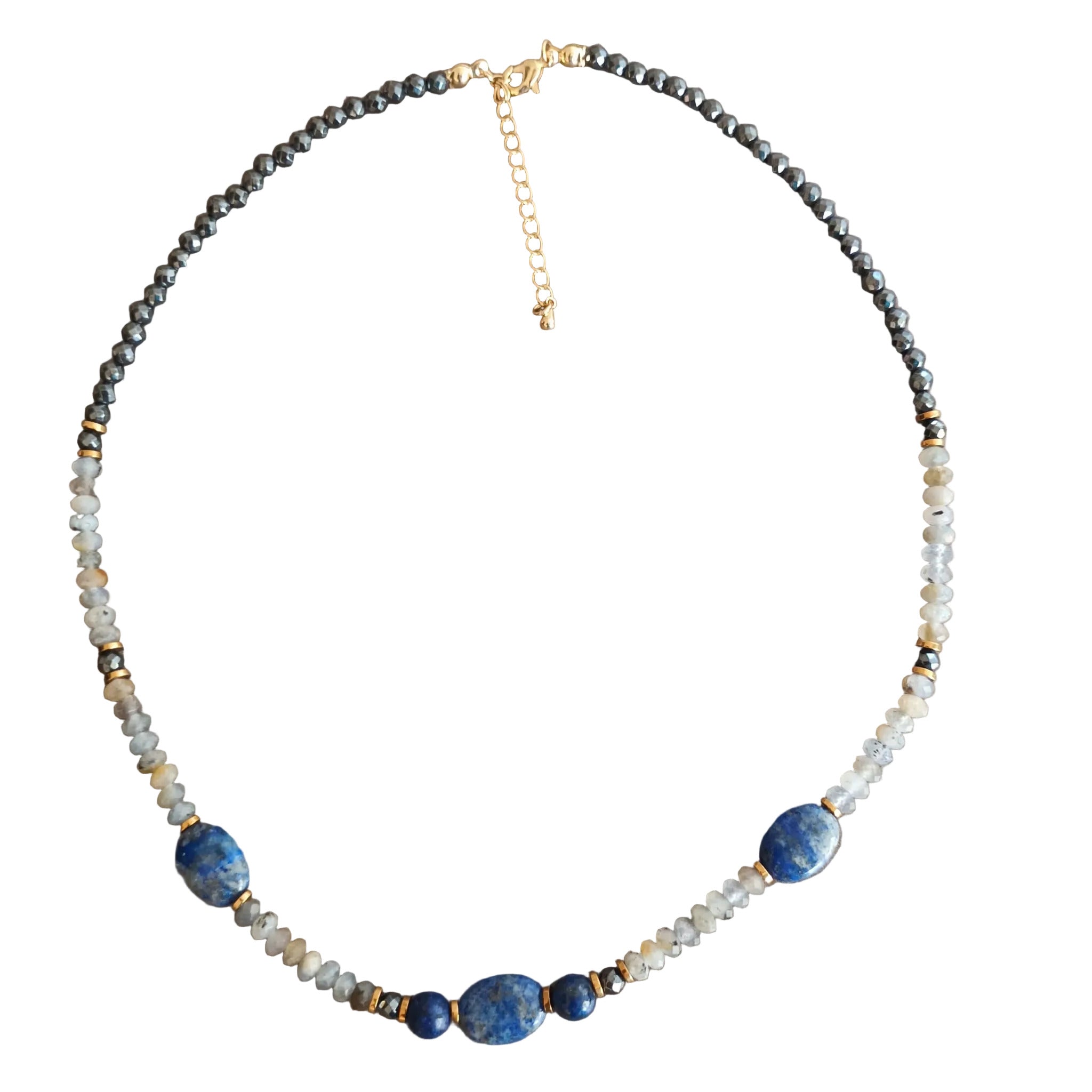 Éclat Céleste - Lapis-Lazuli, Labradorite, Pyrite & Laiton Doré
