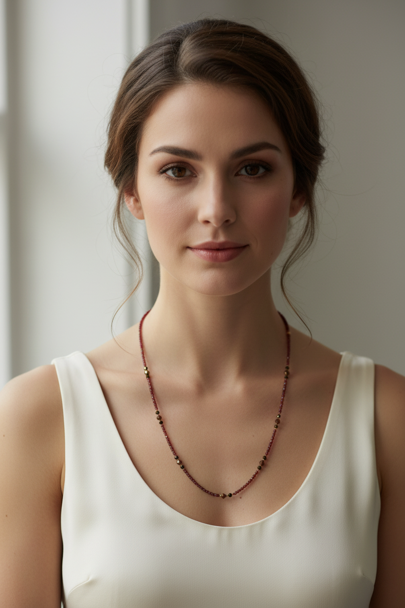 Necklace Grenat & Spinelle - Laiton Doré