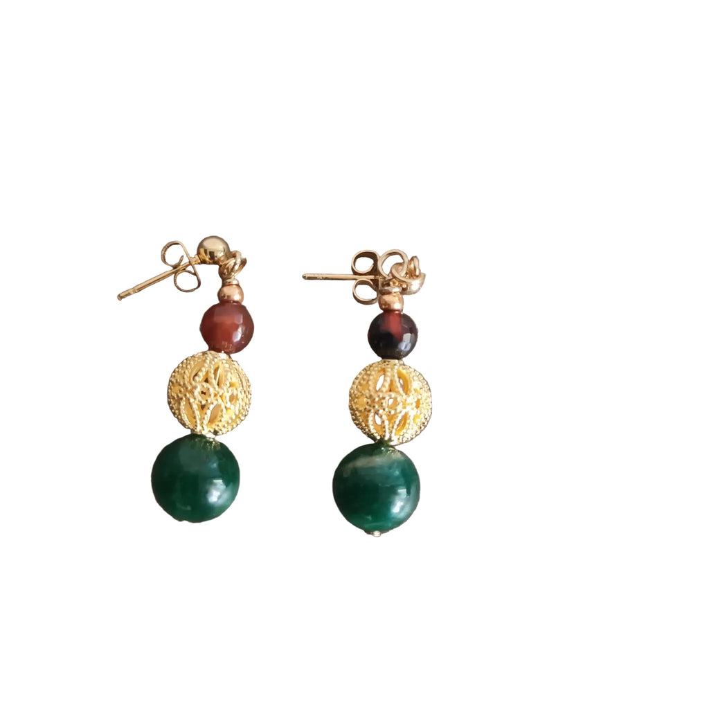 Noblesse d'Automne - Agate, Fuchsite & Acier Inoxydable Doré