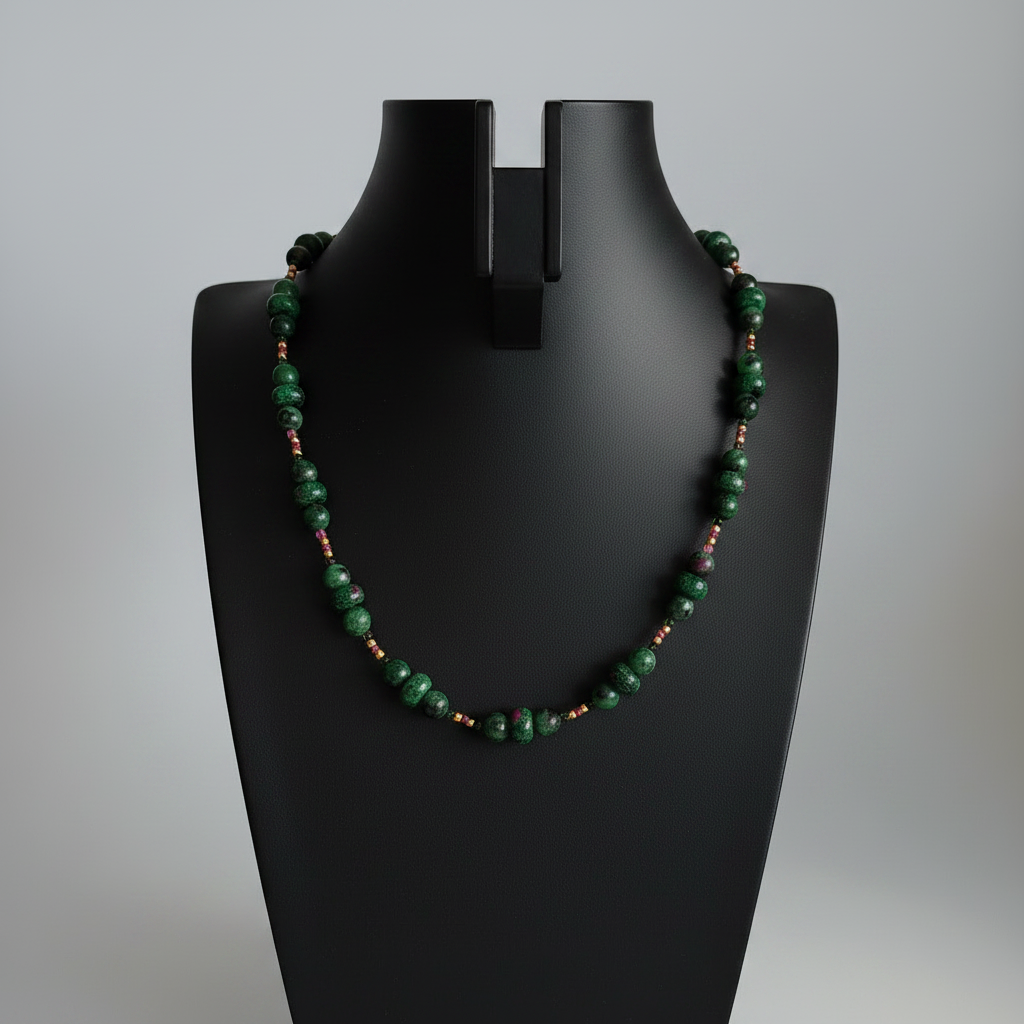 Collier - Rubis sur Zoisite, Rubis Facetté & Argent S925