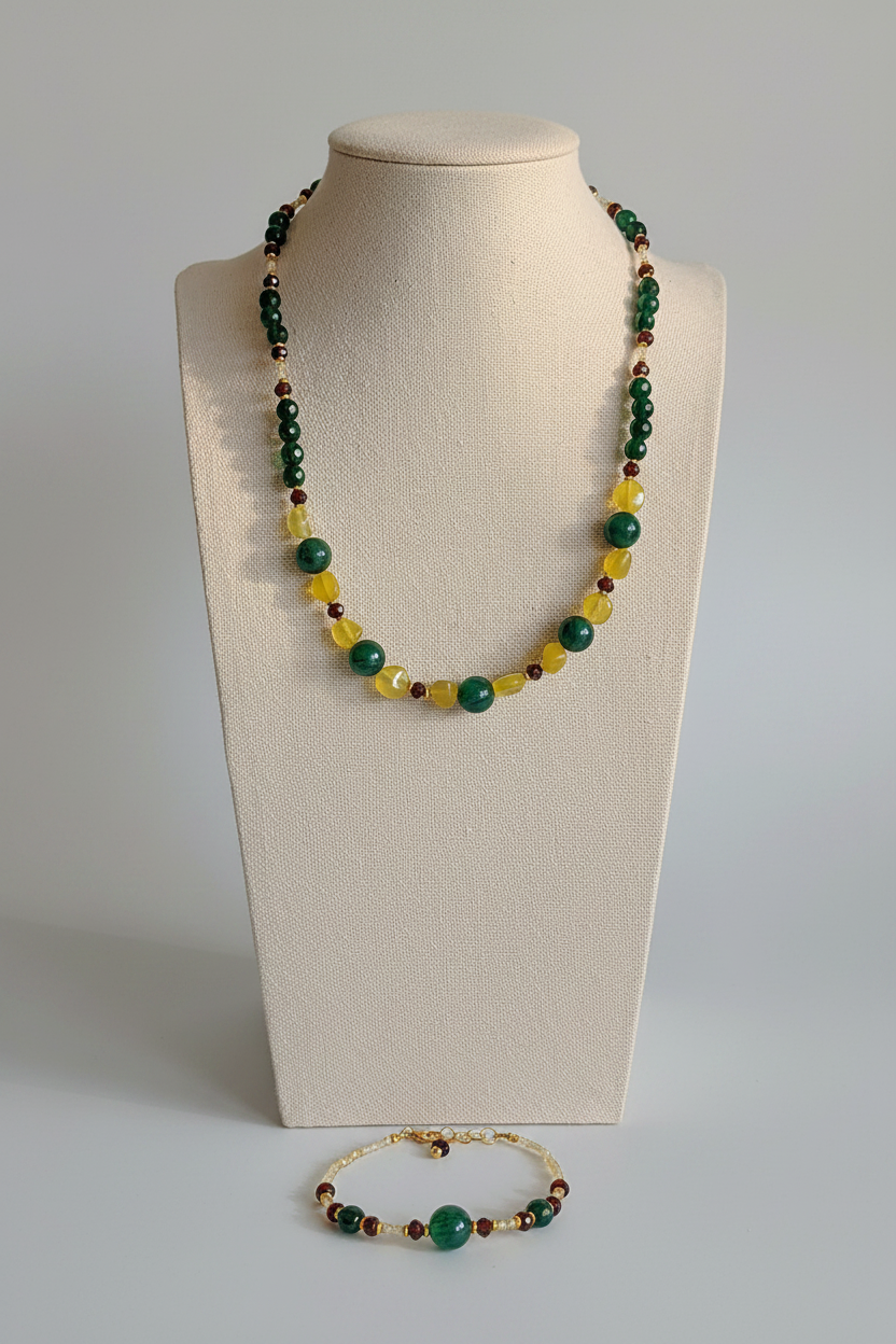 Ensamble Mystère Oriental - Fuchsite Émeraude, Éclat d'Opale & Argent S925
