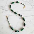 Collier - Rubis sur Zoisite, Rubis Facetté & Argent S925