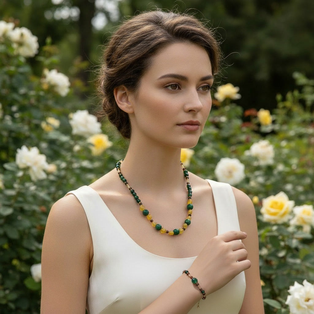 Ensamble Mystère Oriental - Fuchsite Émeraude, Éclat d'Opale & Argent S925