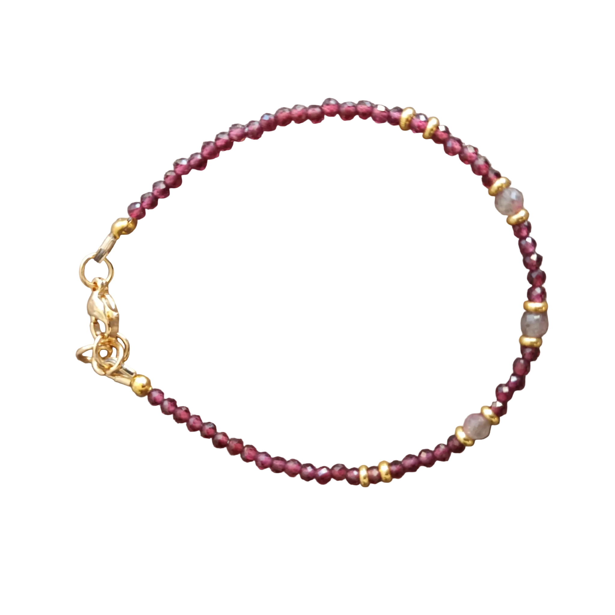 Harmonie Précieuse - Grenat, Tourmaline Rose & Acier Inoxydable plaqué or